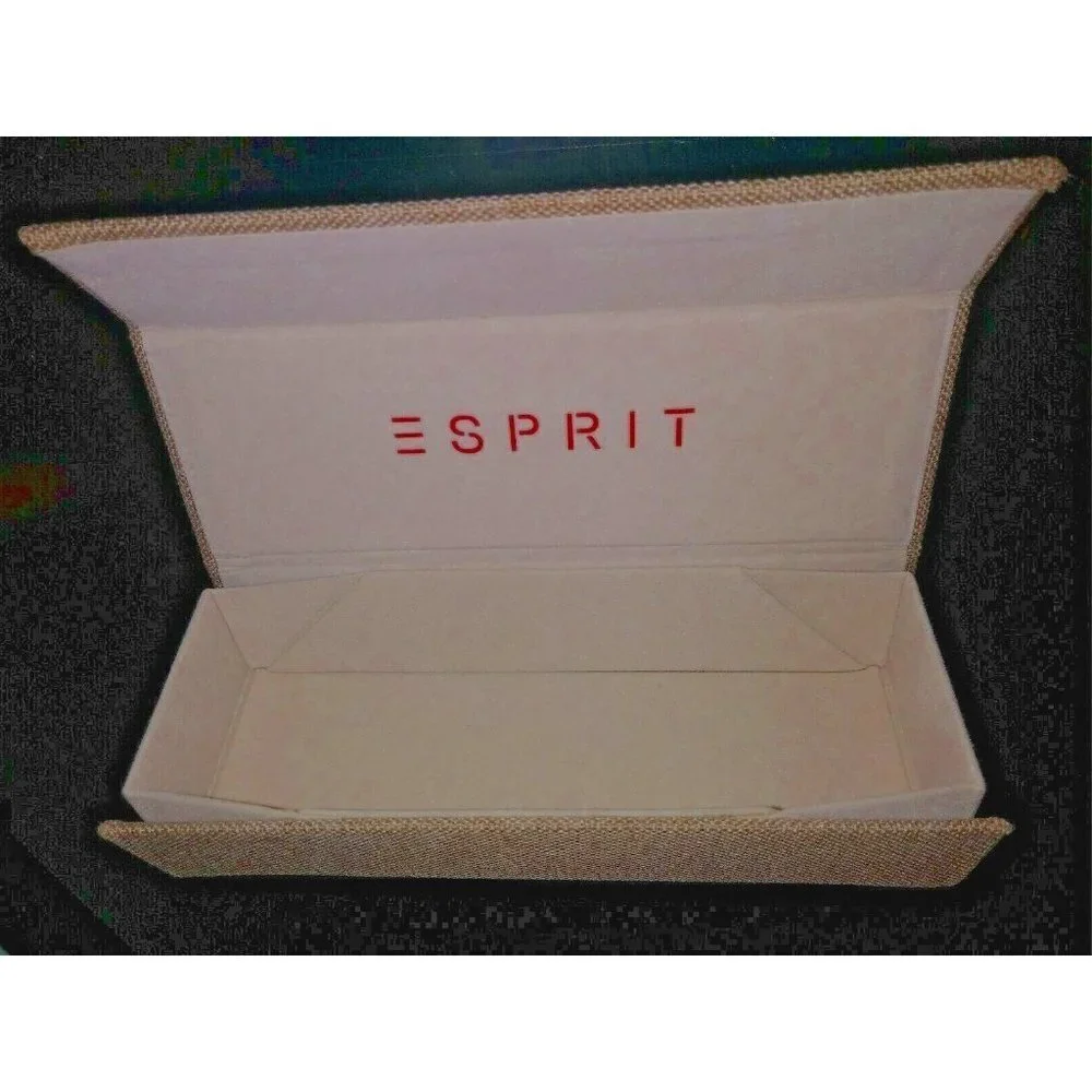 ESPRIT Eyeglass Case Khaki Beige tan Canvas Semi Hard Magnetic Snap rectangle